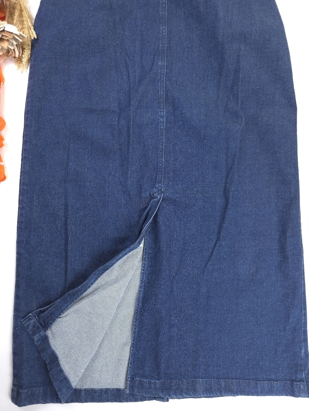 Classic Button-Front Denim Skirt - Dark Blue - Picture 11 of 12